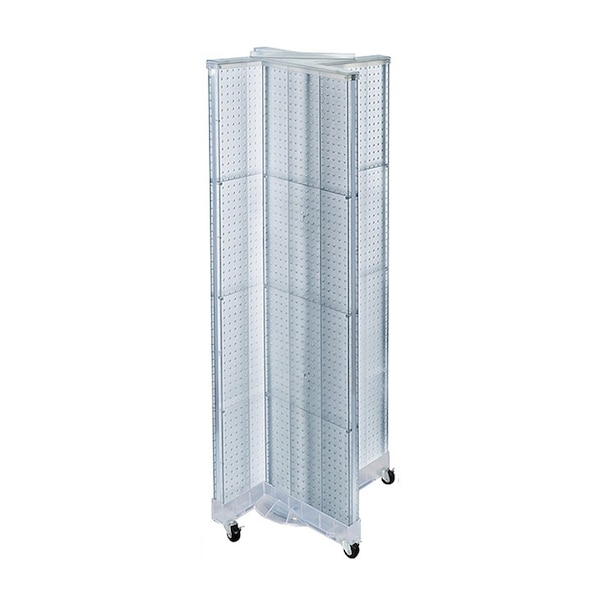 Pinwheel Pegboard Floor Display on Wheeled Base. Panel Size: 16''W x 60''H